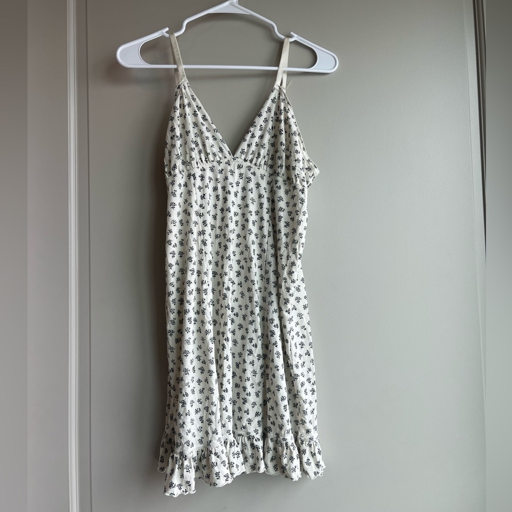 Victoria's Secret Cream Slip Dress with Black Floral Print